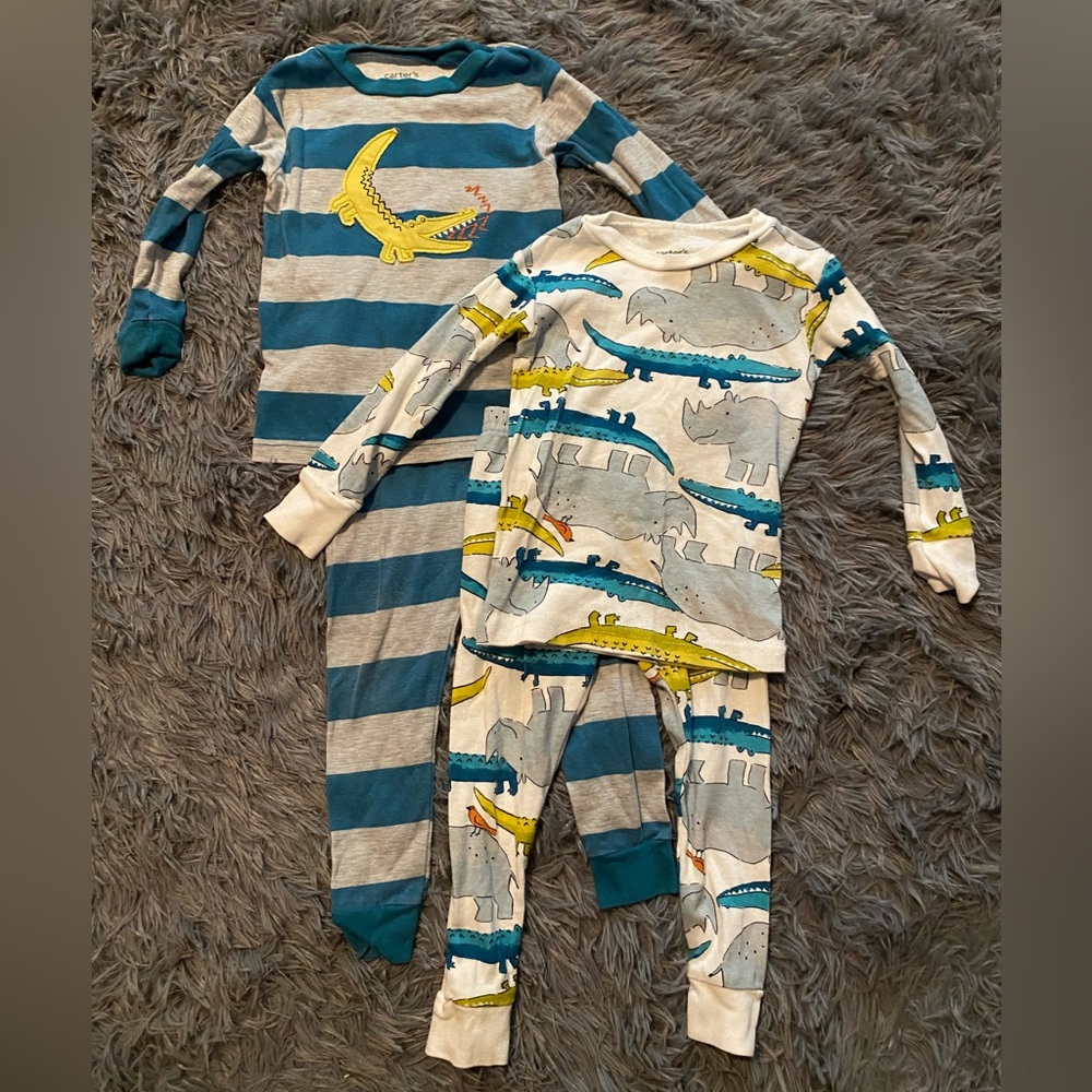 Carter's Alligator Pajama Set - Teal and Gray
